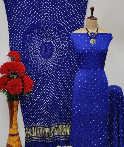 Pure Modal Silk Original Hand Crafted Bandhani Dress Material