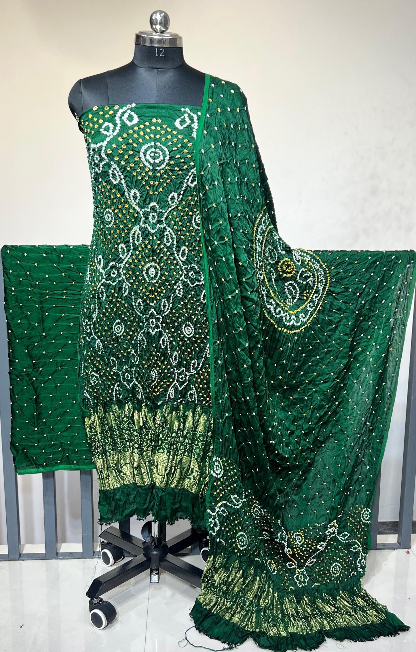 Modal Silk Authentic Hand Crafted Kutch Bandhej Dress Material