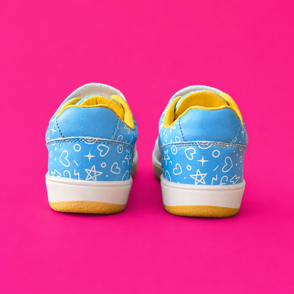 Doodledrift Blue Scribble Kids Sneakers