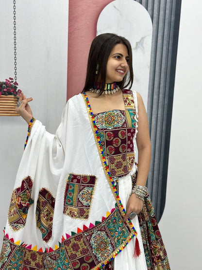 Pure Cotton White Concept Navratri Special Chaniya Choli