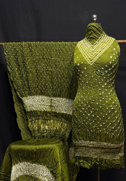 Modal Silk Shibori Bandhani Dress Material (Unstitched)