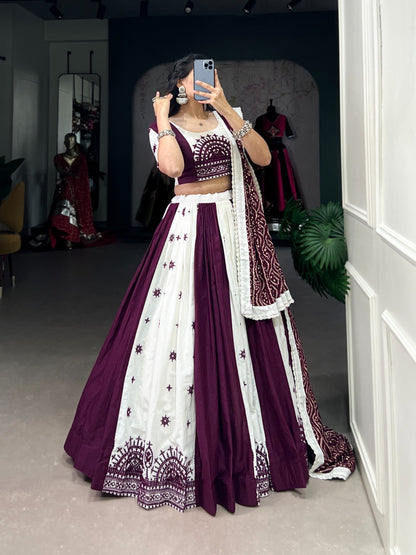 Pure Cotton Mirror Gamthi work Navratri special Chaniya Choli