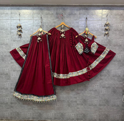 Pure Mal Cotton Kodi work Self Color Navratri Special Chaniya Choli
