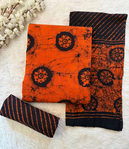 Soft Cotton Hand Blocked Batik Dress Material (Unstitched)