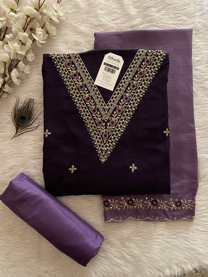Neck V Embroidery work Summer Special Dress Material (Unstitched)