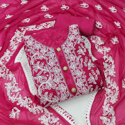 Modal Heavy Embroidery Nazneen work Dress Material(Unstitched)