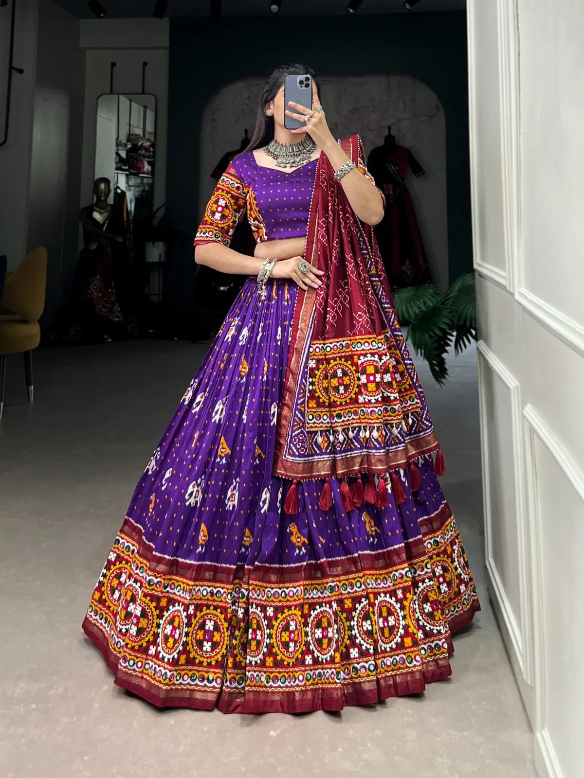 Tussar Silk Patola Print Navratri Special Chaniya Choli