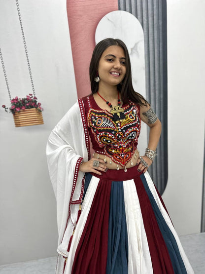 Rayon Mirror & Gamthi Work Designer Chaniya Choli – 6 Meter Flair, Ready to Wear