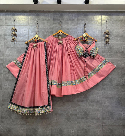 Pure Mal Cotton Kodi work Self Color Navratri Special Chaniya Choli