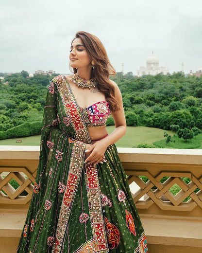 Muslin Digital Print with Mirror Work Designer Chaniya Choli (Stitched)