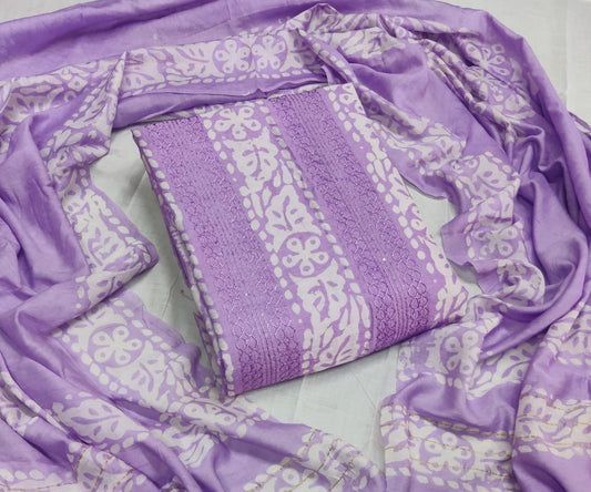 Silk Anchor Stitching Batik Dress Material (Unstitched)