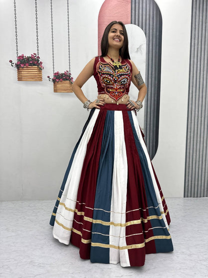 Rayon Mirror & Gamthi Work Designer Chaniya Choli – 6 Meter Flair, Ready to Wear