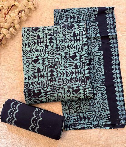 Soft Cotton Hand Blocked Batik Dress Material (Unstitched)