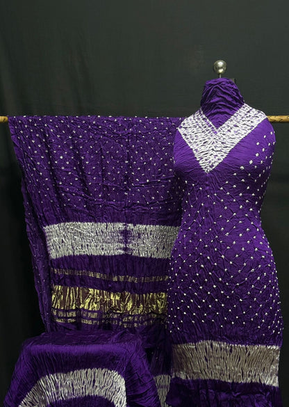 Modal Silk Shibori Bandhani Dress Material (Unstitched)