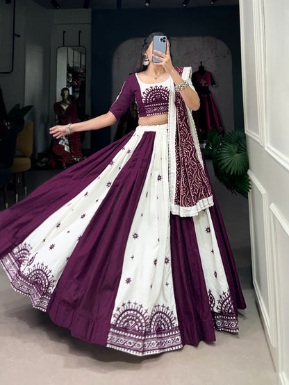 Pure Cotton Mirror Gamthi work Navratri special Chaniya Choli