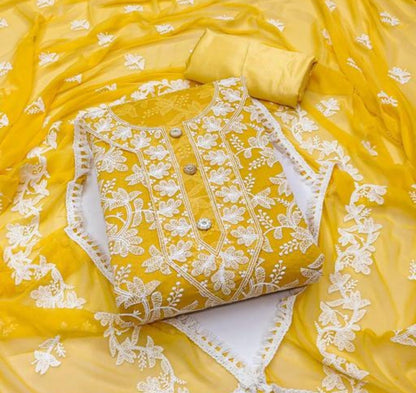 Modal Heavy Embroidery Nazneen work Dress Material(Unstitched)