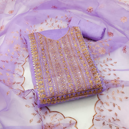 Organza Silk with Multi work Womens Dress Material ( Unstitched)