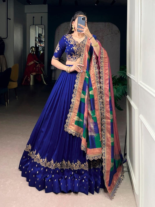 Vachitra Silk Sequence Thread Embroidery Work Designer Lehenga Choli Set