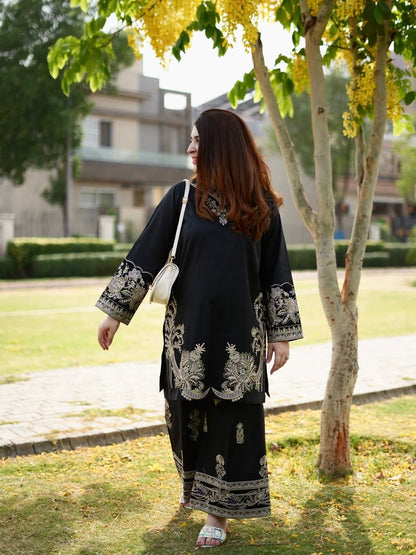 Muslin Cotton Embroidery Work Cord Set (Ready to Wear)