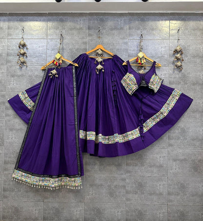 Pure Mal Cotton Kodi work Self Color Navratri Special Chaniya Choli