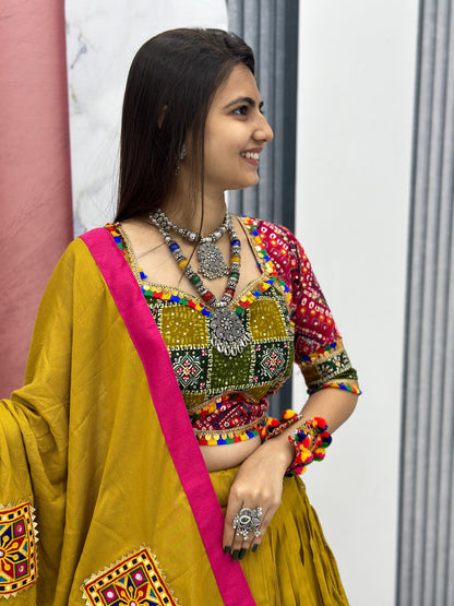 Pure Cotton Foil Print Lace work Navratri Special Chaniya Choli