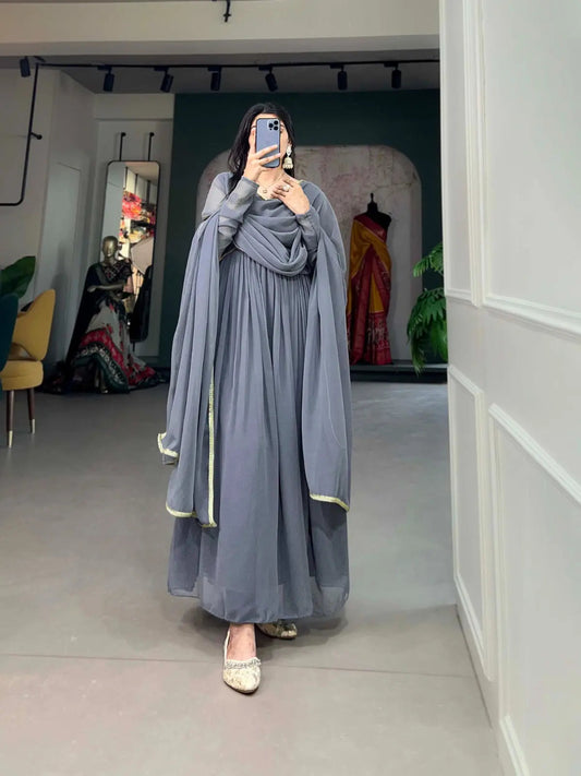 Premium Faux Georgette Gown Dupatta Set