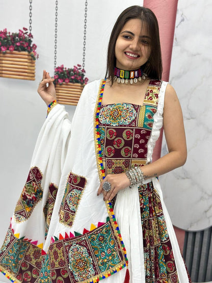 Pure Cotton White Concept Navratri Special Chaniya Choli