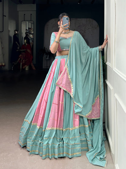 Sequence Embroidery Work lace touch up Dual Tone Navratri Special Designer Lehenga Choli (Ready to Wear)