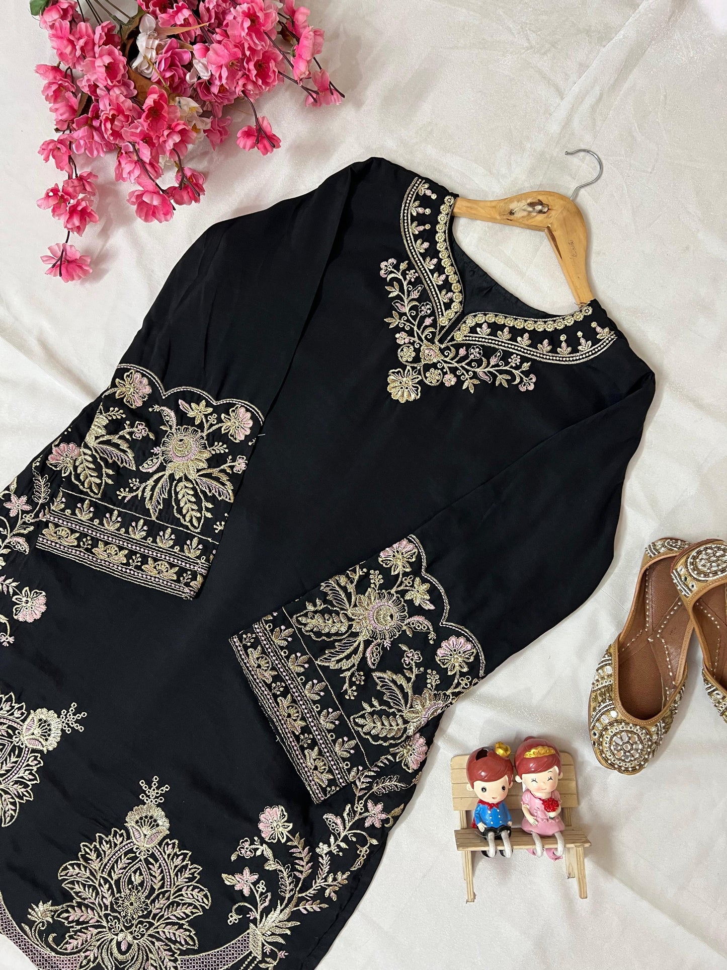 Muslin Cotton Embroidery Work Cord Set (Ready to Wear)