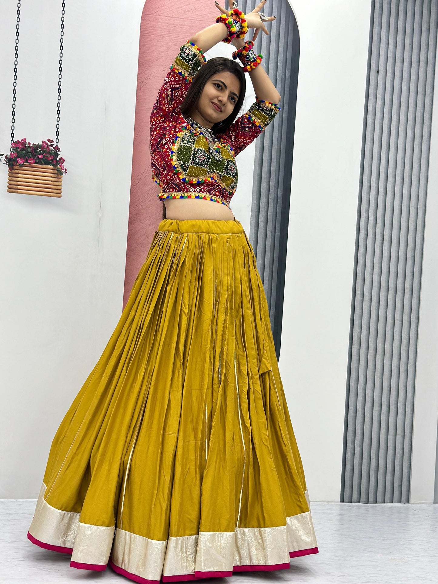 Pure Cotton Foil Print Lace work Navratri Special Chaniya Choli