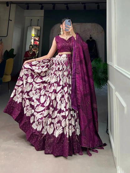 Tussar Silk Digital Print work Lehenga Choli