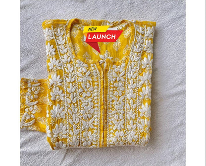 Printed work with Chikankari Embroided Gown