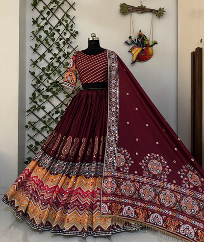 Muslin Cotton Digital Print with Mirror Work Navratri Special Chaniya Choli