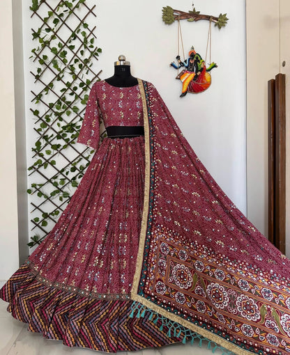 Muslin Cotton Digital Print with Real Mirror Work Navratri Special Designer Chaniya Choli