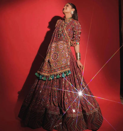 Muslin Cotton Digital Print with Real Mirror Work Navratri Special Designer Chaniya Choli