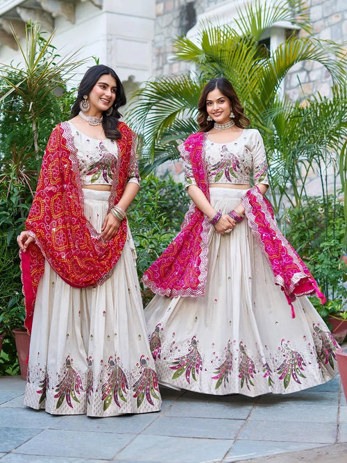 Pure Tissue Silk Embroidery work Lehenga Choli (Ready to Wear)