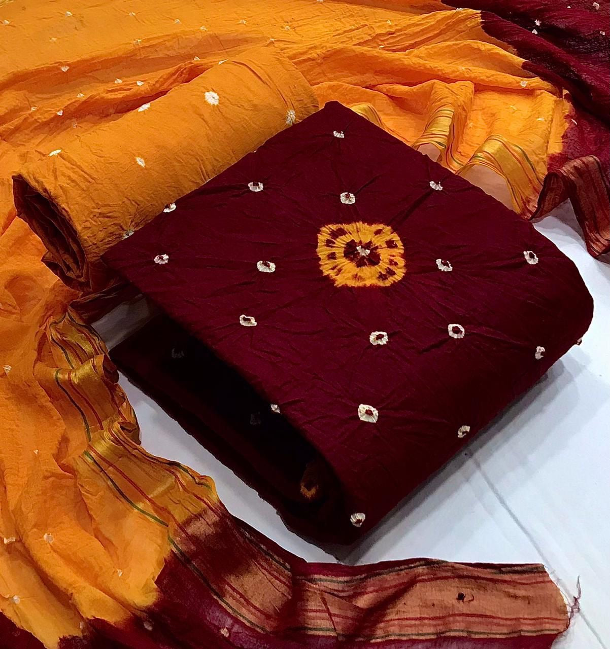 Rayon Bandhani Dress Material